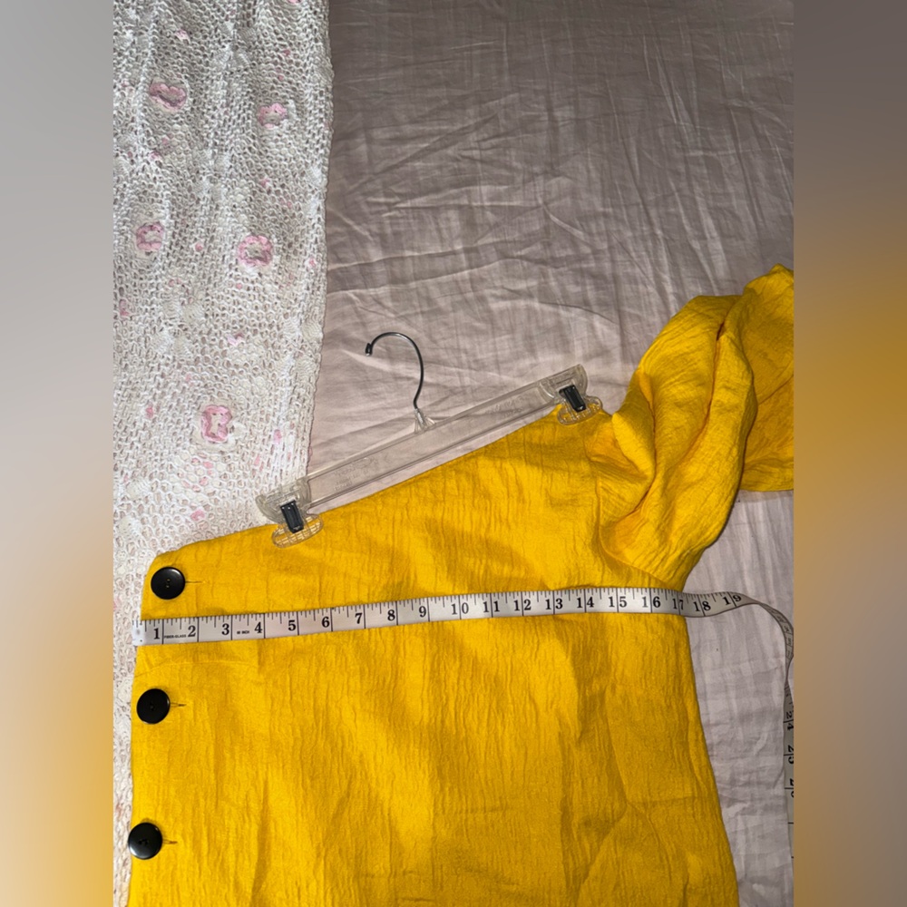 Mara Hoffman Emilie One-Shoulder Cotton Linen Cloqué Midi Dress Yellow Size 0 - Picture 8 of 10